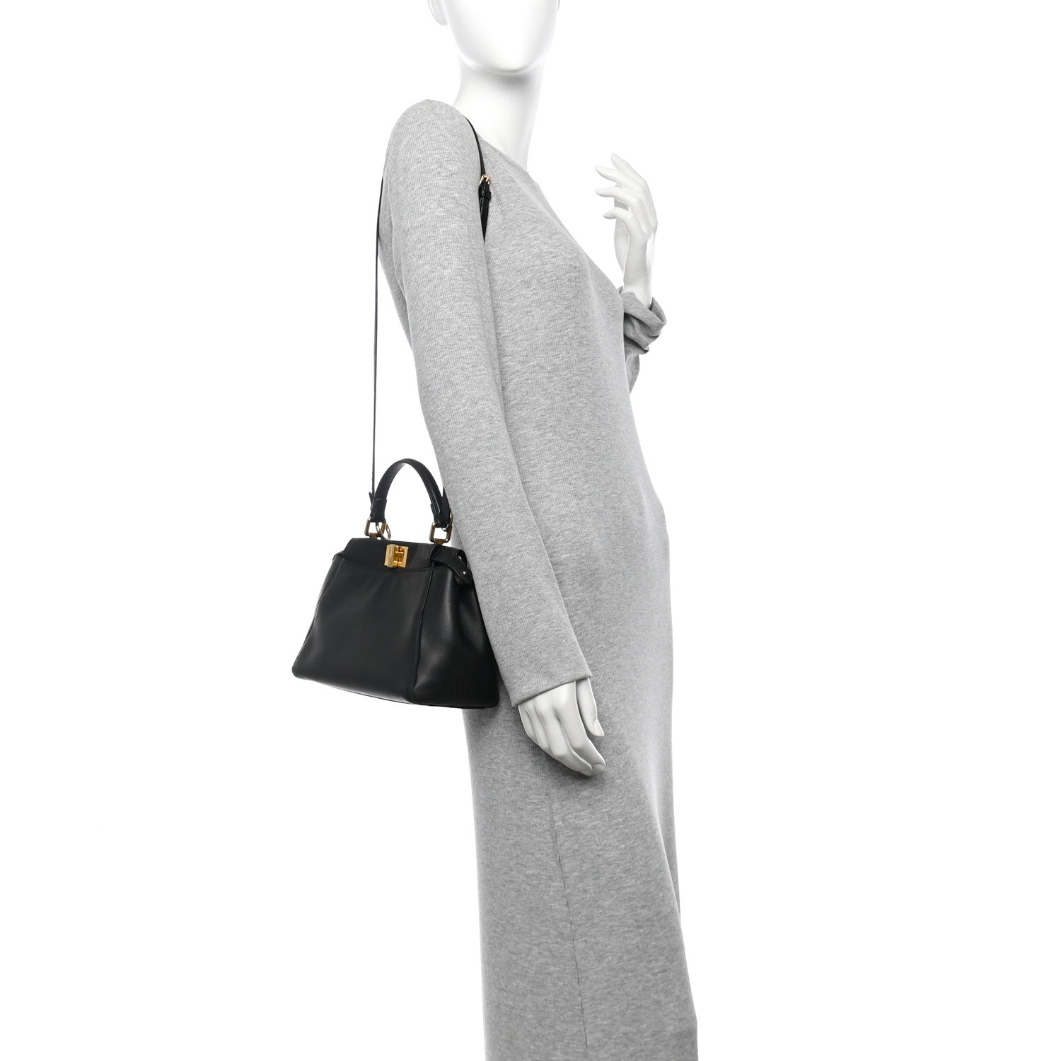 Fendi Nappa Mini Peekaboo Iconic Satchel Black 2 of 11