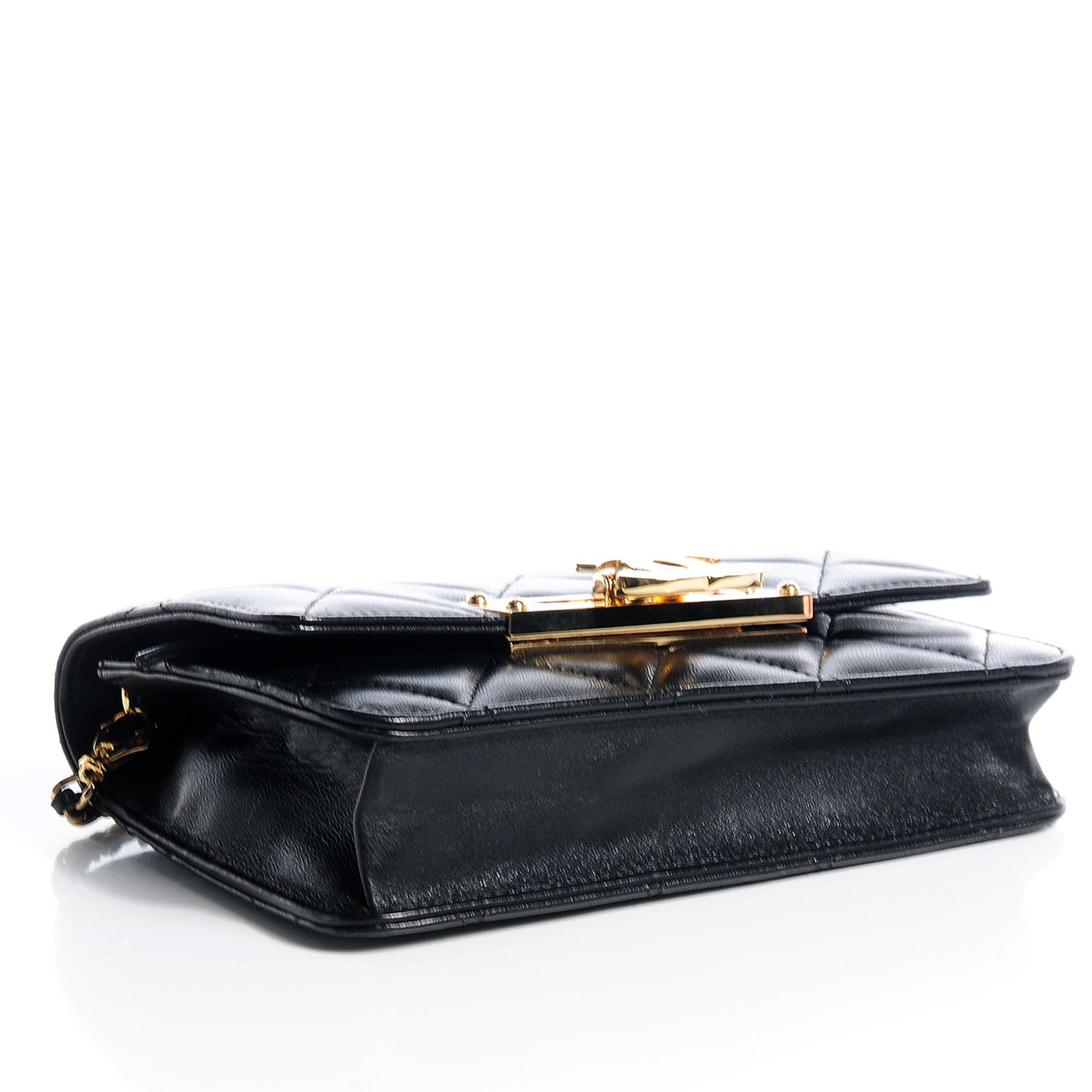 Lambskin Golden Class Wallet on Chain WOC Black