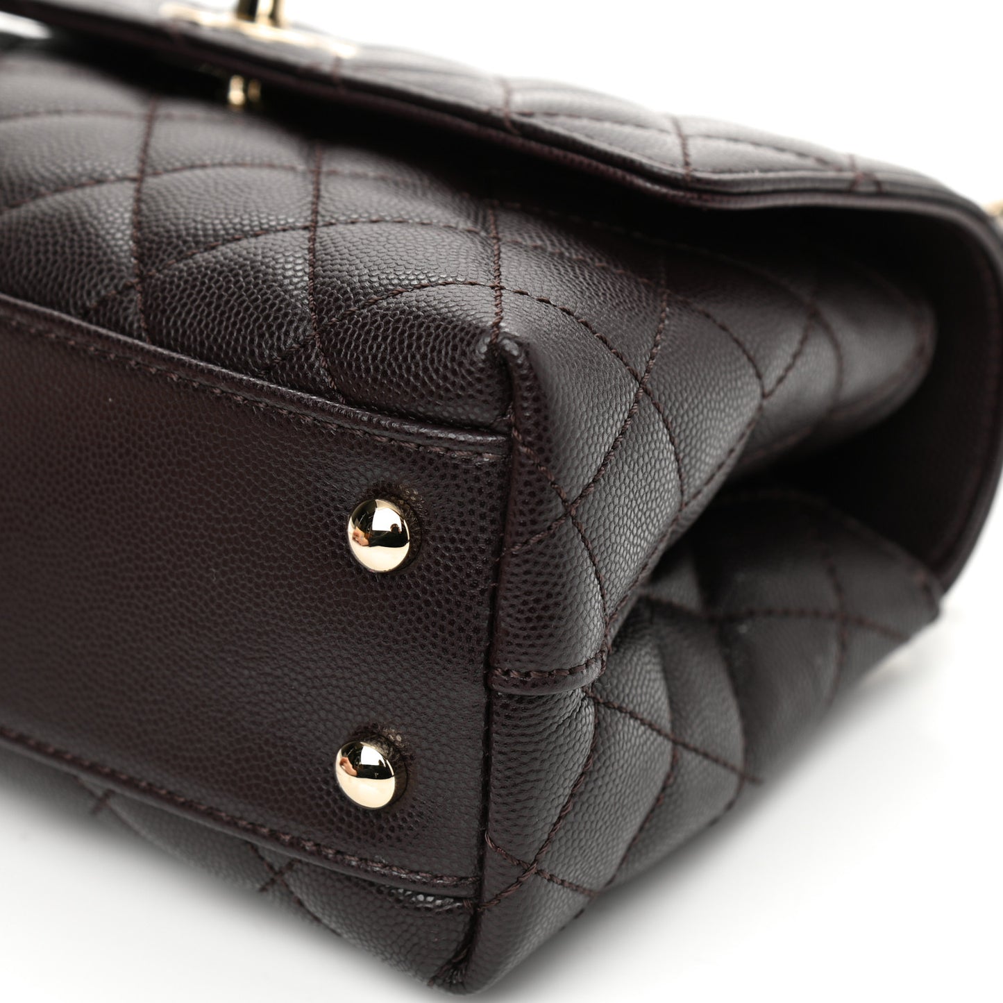 Caviar Quilted Mini Coco Handle Flap Dark Brown