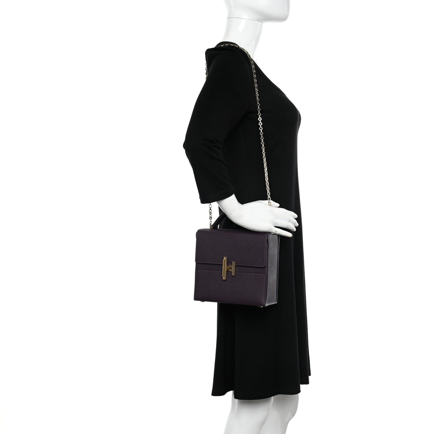 Epsom Cinhetic Boxy Top Handle Bag Raisin