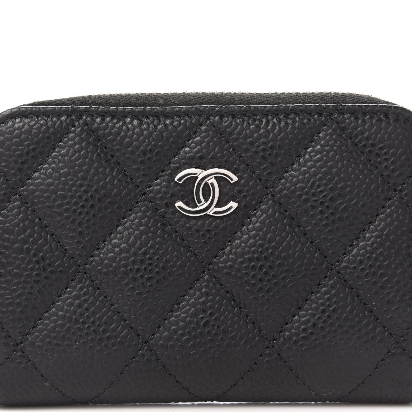 Caviar Quilted Zip Coin Purse Black