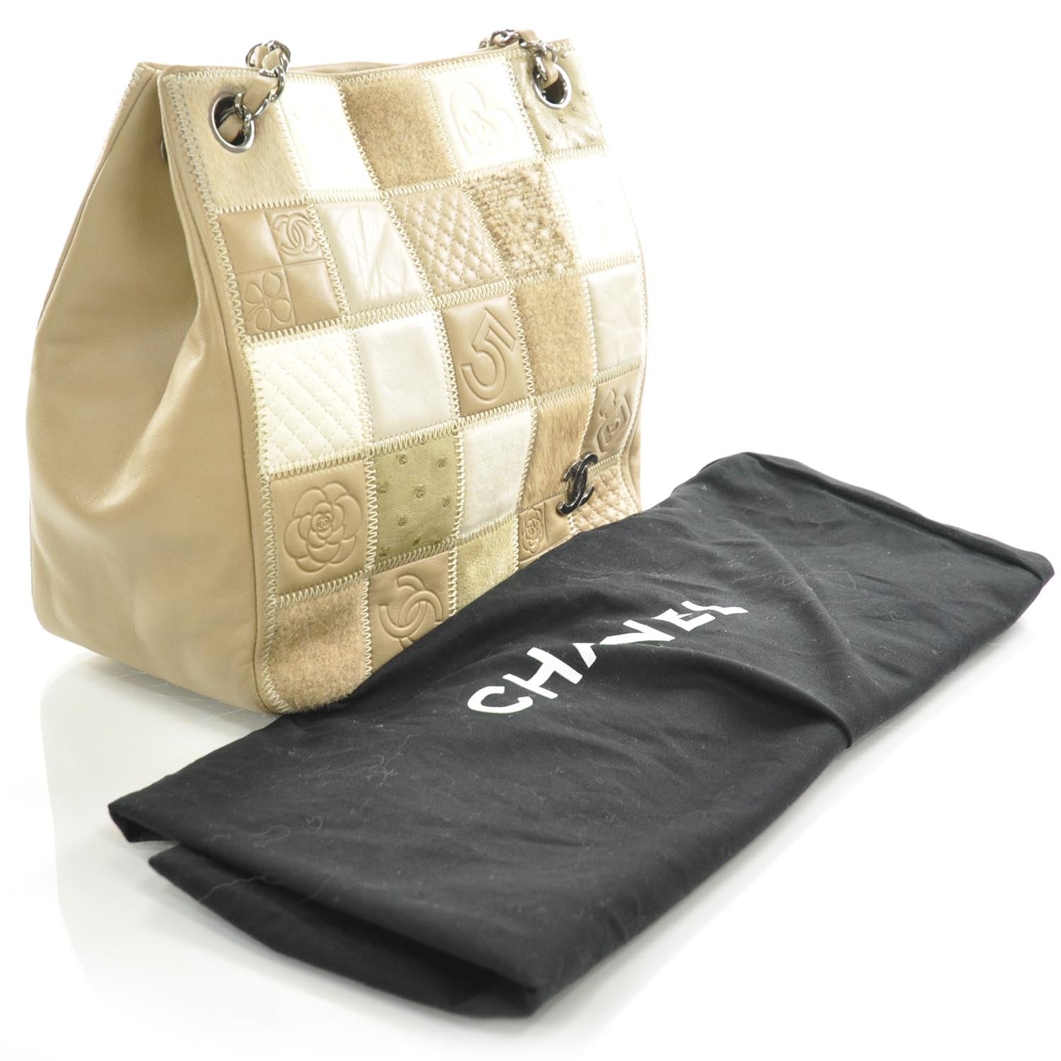 Chanel Lambskin Ostrich Quilted Patchwork Precious Symbols Tote 3 of 8