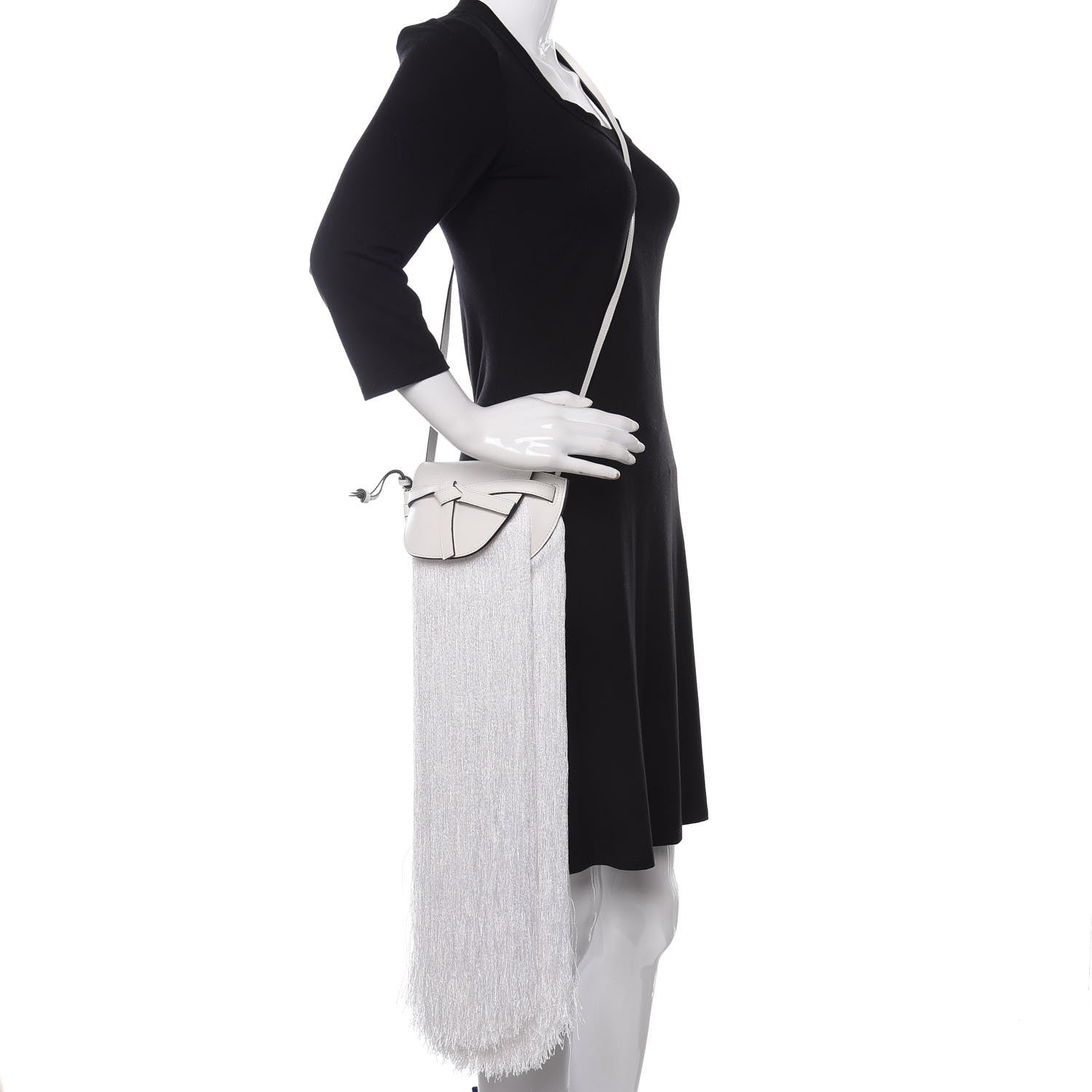 Loewe Calfskin Mini Fringe Gate Crossbody Bag White 2 of 10