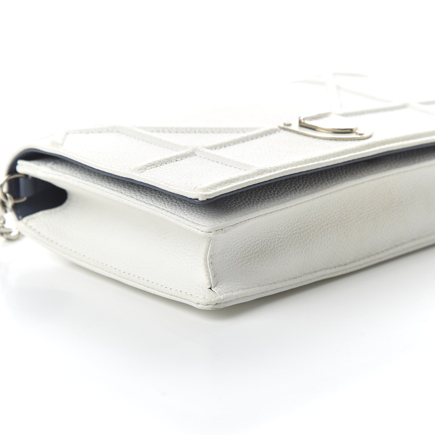 Christian Dior Grained Calfskin Diorama Wallet on Chain Pouch White 6 of 9