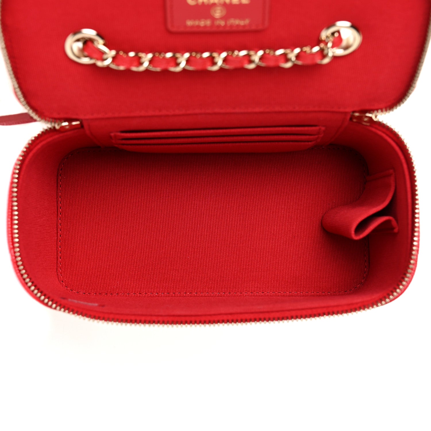 Chanel Caviar Quilted Small Vanity Case With Chain Red 5 of 11