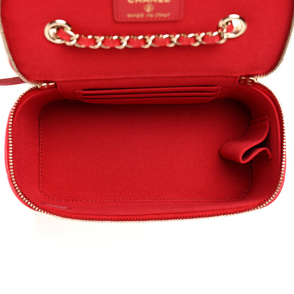 Chanel Caviar Quilted Small Vanity Case With Chain Red 5 of 11