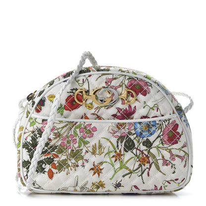 Gucci Canvas Flora Floral Trapuntata Small Zumi Dome Shoulder Bag White 1 of 21