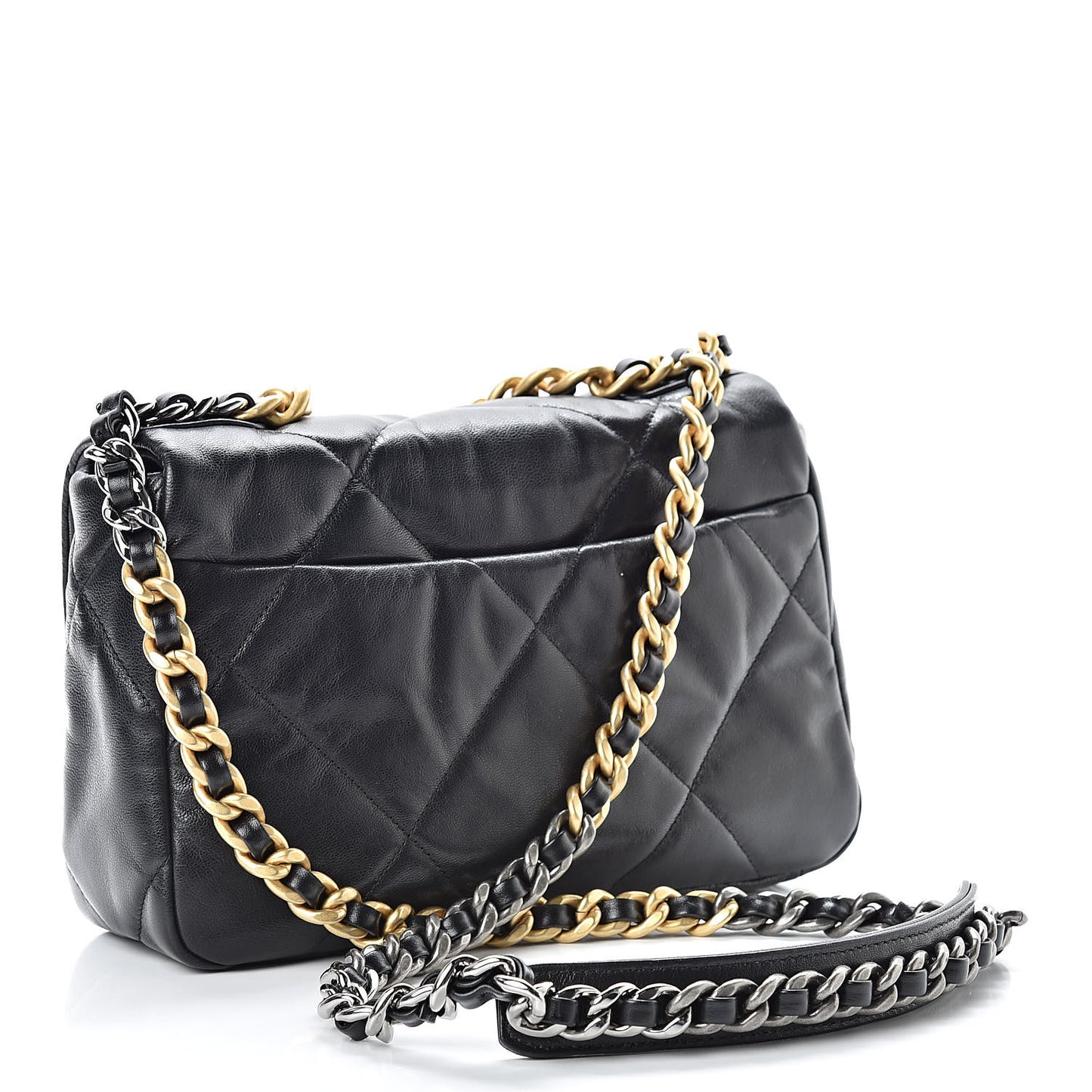 Goatskin Quilted Medium 19 Flap Black