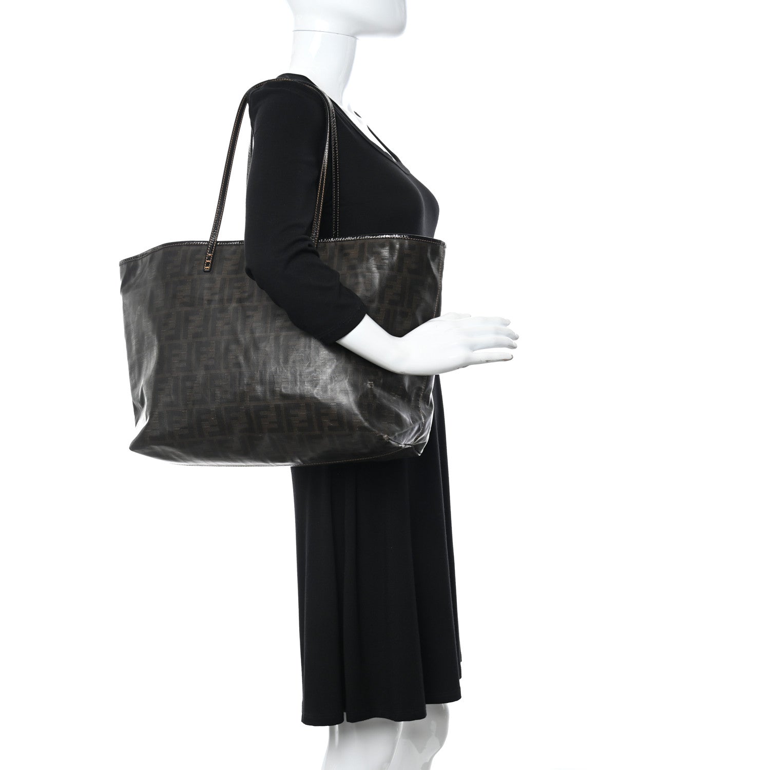 Fendi Zucca Spalmati Medium Roll Tote Tobacco Moro 2 of 7