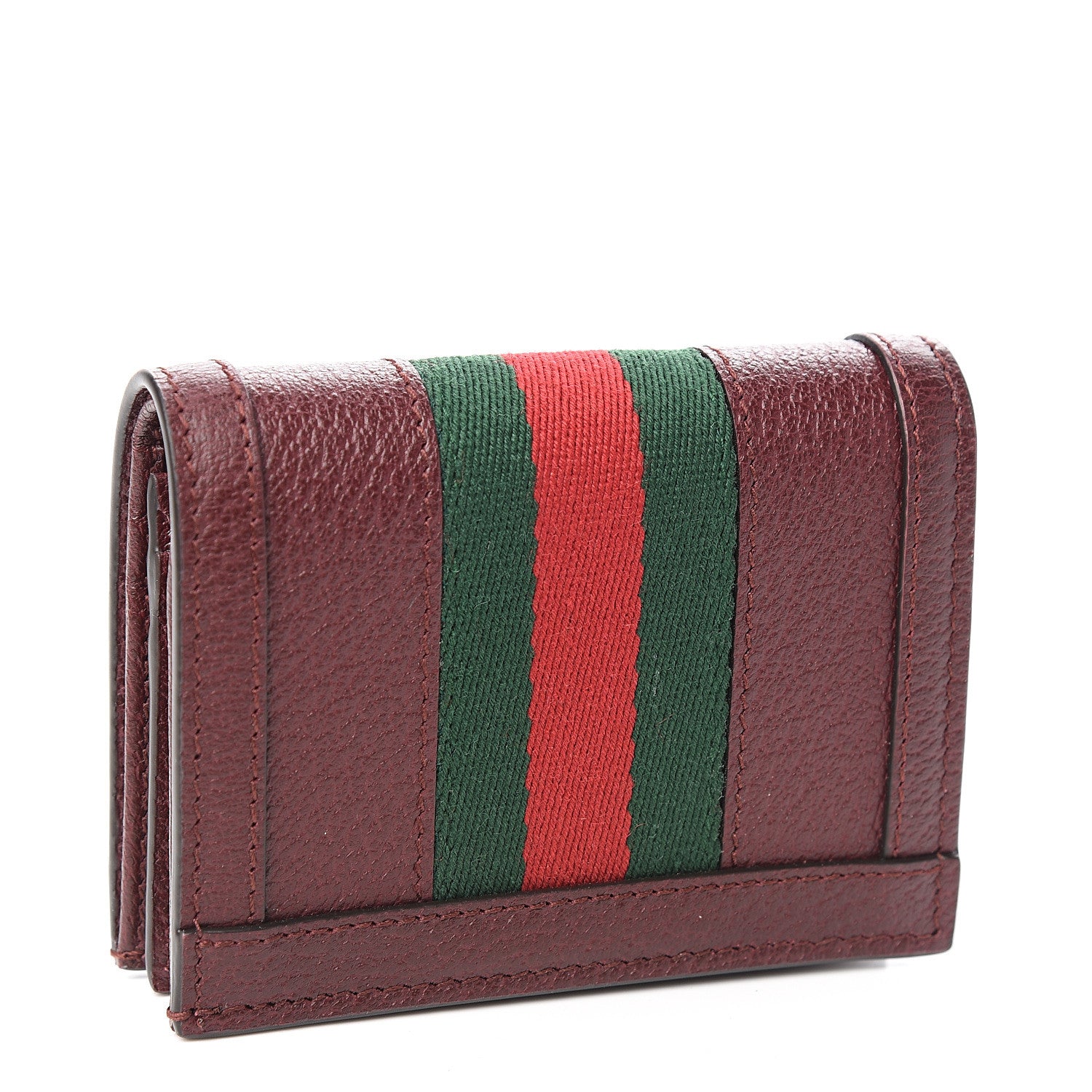 Gucci Textured Calfskin Web Ophidia Card Case Vintage Bordeaux 2 of 7