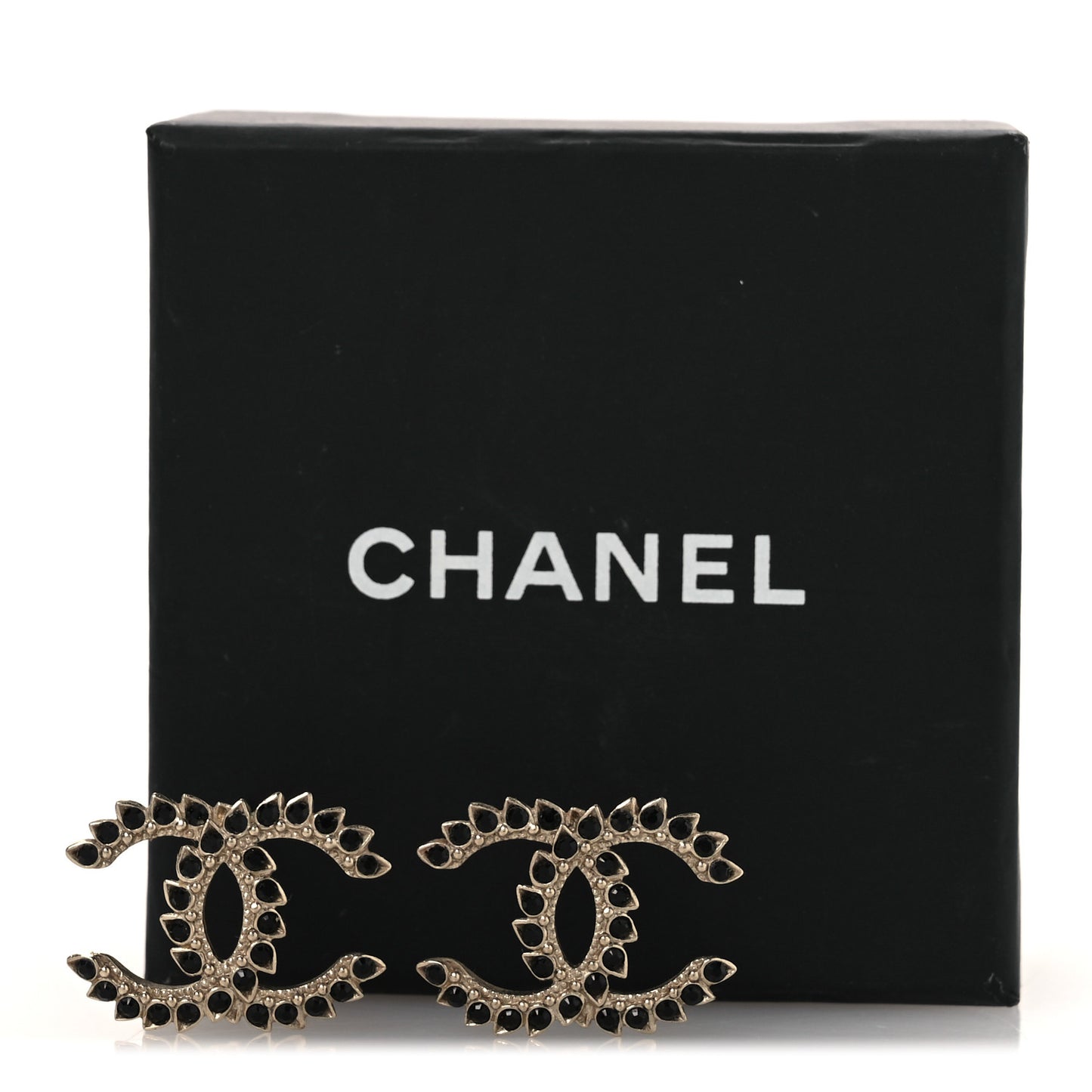 Strass Crystal Dazzling Wheat CC Earrings Black Gold