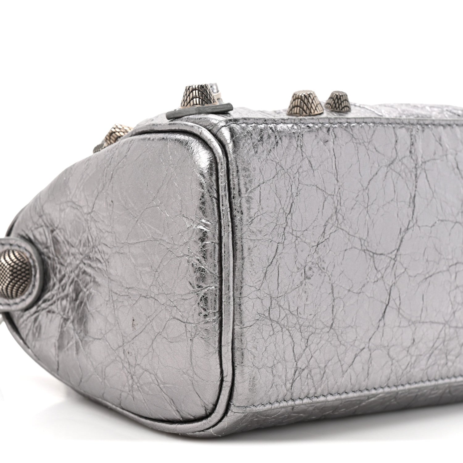Balenciaga Metallic Agneau Arena Mini Le Cagole Duffle Crossbody Bag Silver 11 of 12