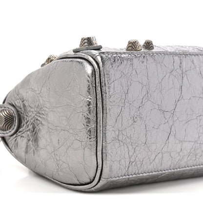 Balenciaga Metallic Agneau Arena Mini Le Cagole Duffle Crossbody Bag Silver 11 of 12