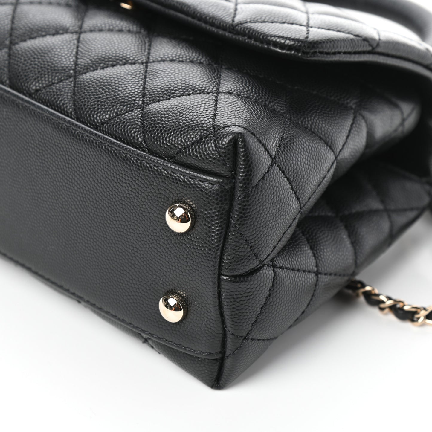 Caviar Quilted Mini Coco Handle Flap Black