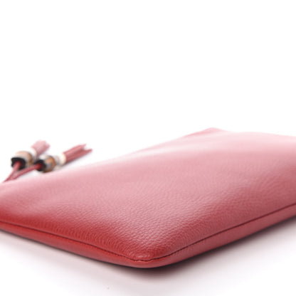 Gucci Calfskin Large Bamboo Clutch Red 6 of 11