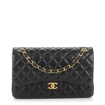 Chanel Lambskin Quilted Jumbo Double Flap Black 1 of 7