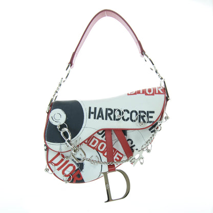 Christian Dior Hardcore Pierced Saddle Bag White Red Black 1 of 9