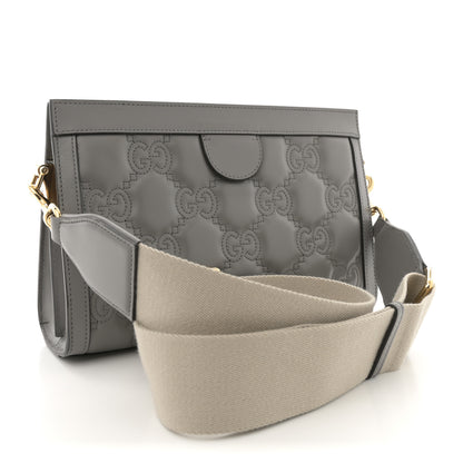 Gucci Calfskin GG Matelasse Small Slim Chain Shoulder Bag Dusty Grey Natural 3 of 10