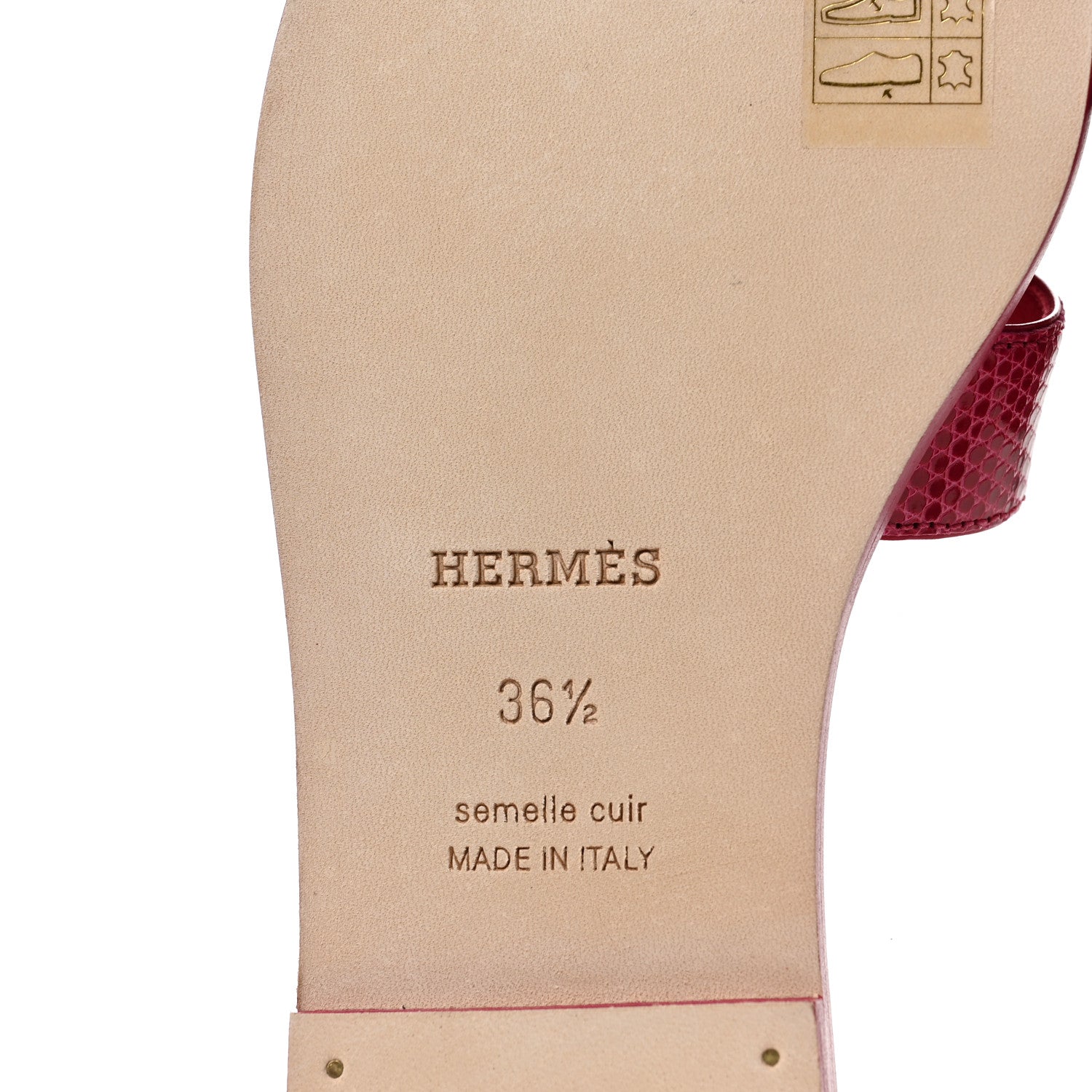 Hermes Lizard Oran Sandals 36.5 Fuchsia 6 of 9