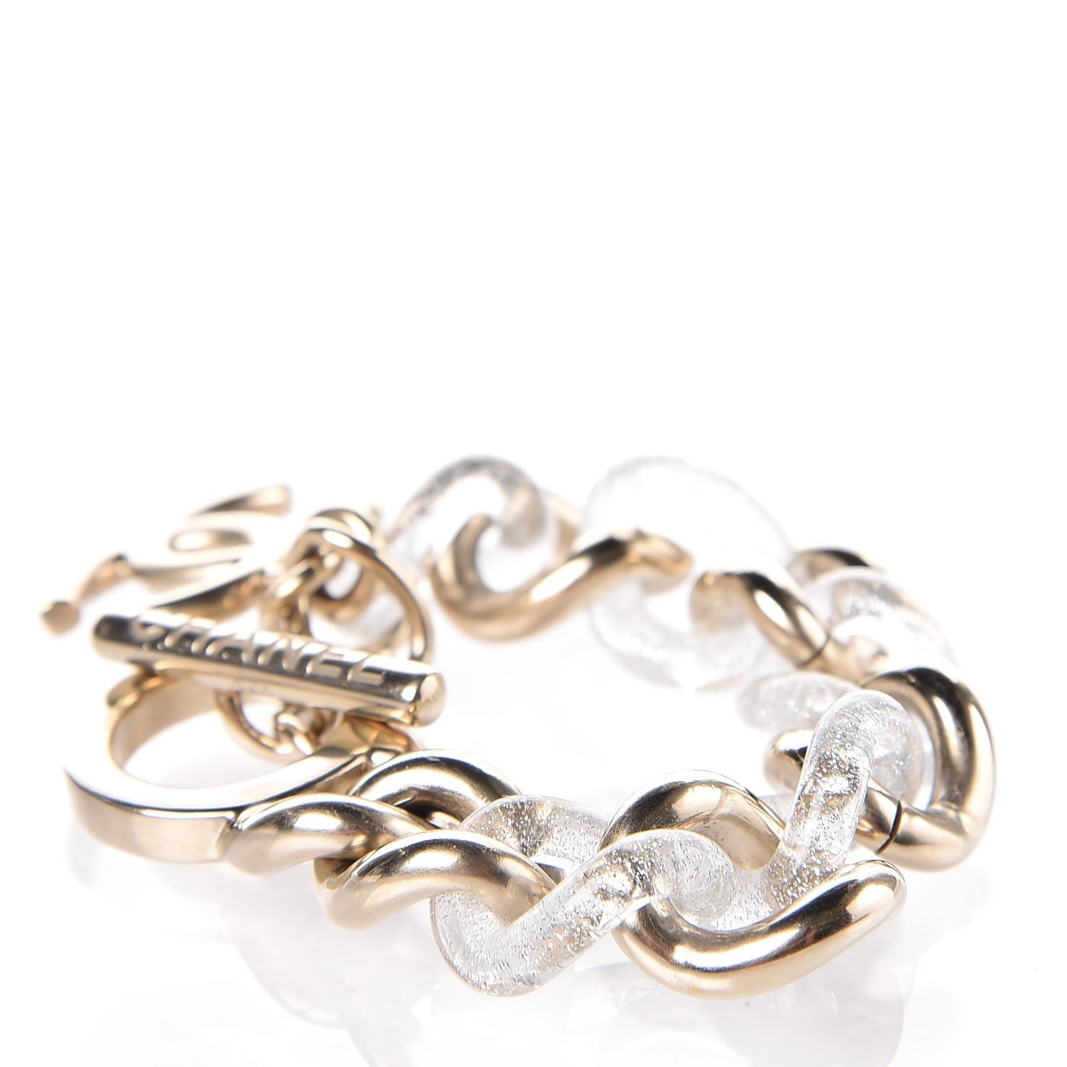 Chanel Glitter Resin CC Chain Bracelet Gold 3 of 4