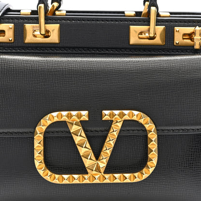 Valentino Garavani Grainy Calfskin Rockstud Alcove Top-Handle Bag Black 7 of 9