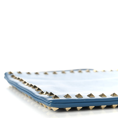 Valentino Garavani Vitello Large Rockstud Zip Wristlet Pouch Blu Delft 5 of 9