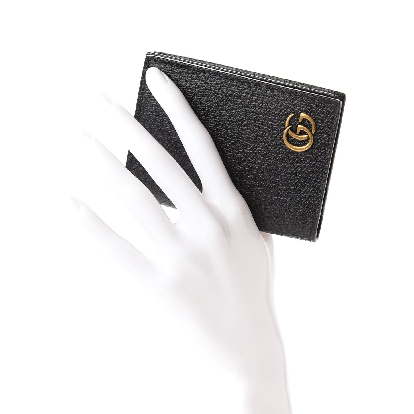 Calfskin Boar Effect GG Marmont Card Case Black