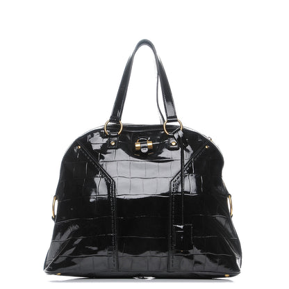 Saint Laurent Patent Croc Oversized Muse Black 1 of 7