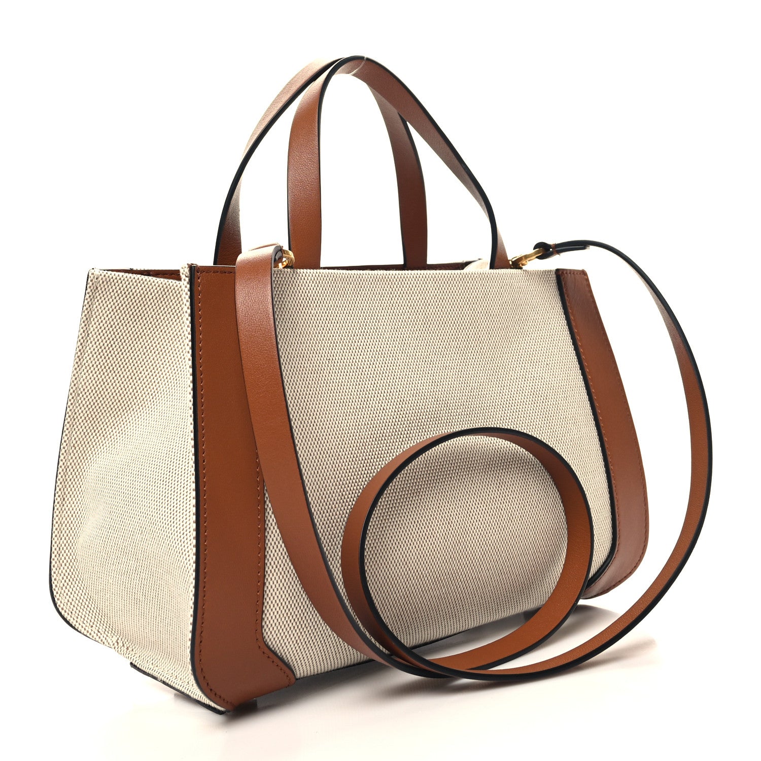 Valentino Garavani Canvas Calfskin Small Vlogo Signature Handbag Beige Selleria 3 of 10