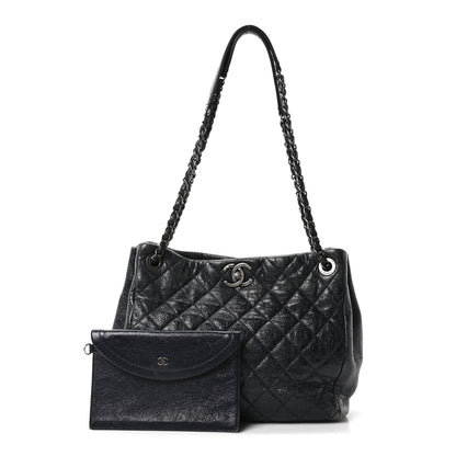 Chanel Glazed Calfskin Quilted Tote Navy 3 of 11