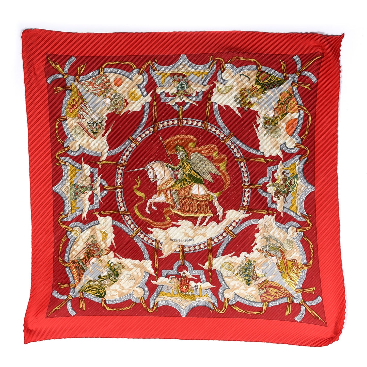 Silk Plisse Pythagore Scarf 90