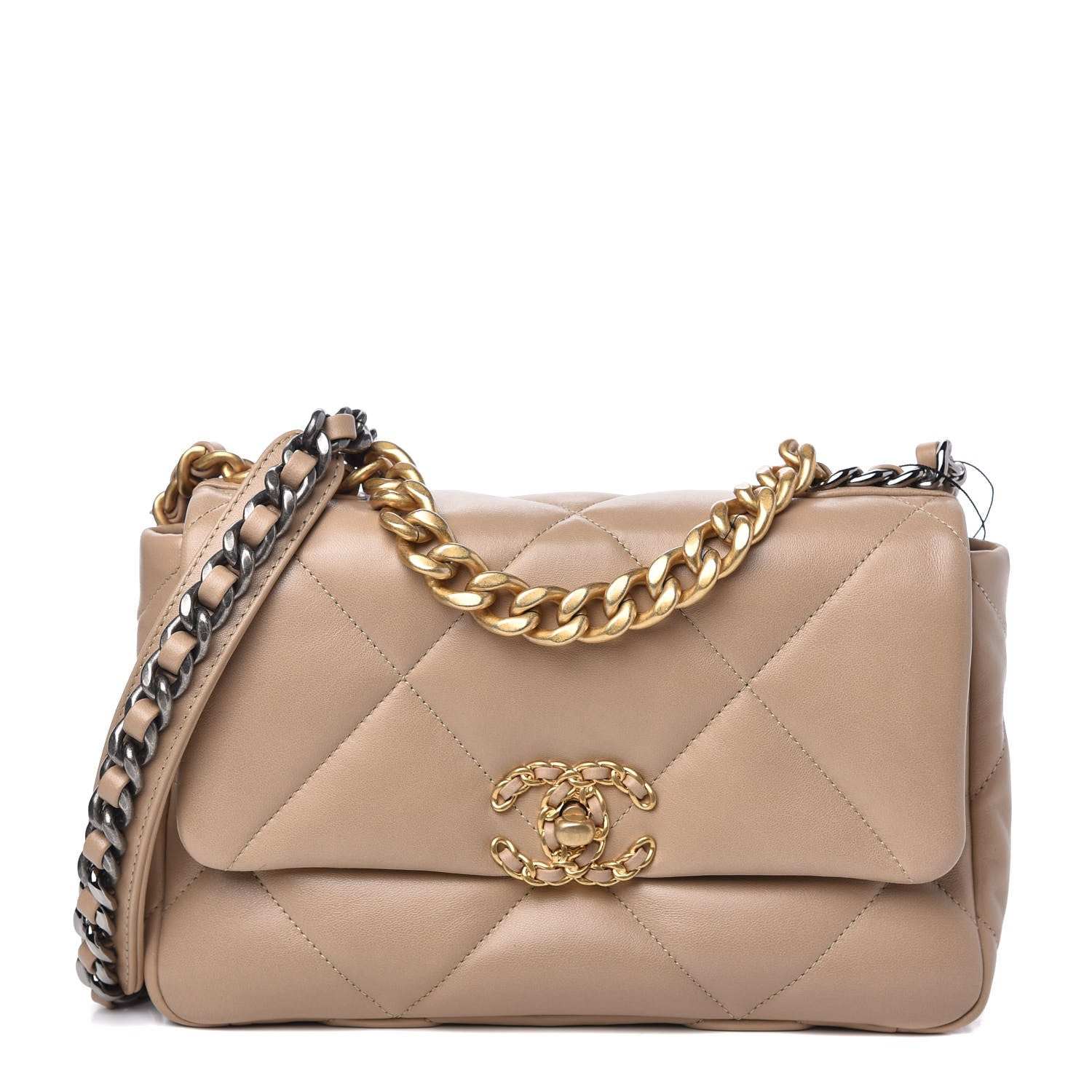 Chanel Lambskin Quilted Medium Chanel 19 Flap Dark Beige 1 of 11