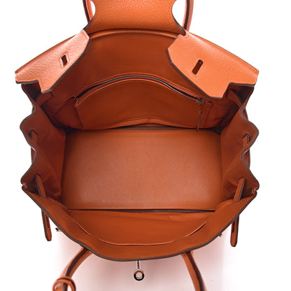 Hermes Taurillon Clemence Birkin 30 Orange 6 of 36