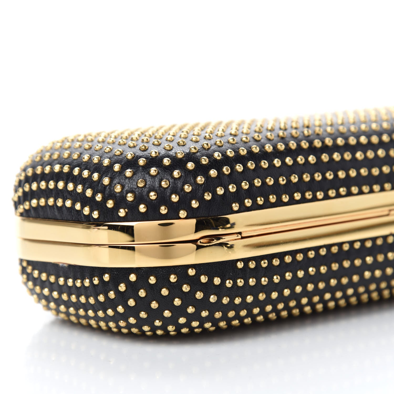 Alexander McQueen Suede Studded Skull Knuckle Box Clutch Black 6 of 11
