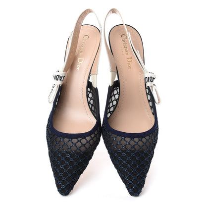 Christian Dior Resille Lambskin Ribbon J'Adior Slingback 65mm Pumps 40 Indigo Blue 5 of 10