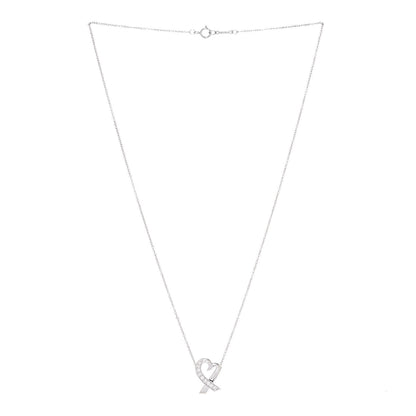 Tiffany 18K White Gold Diamond Small Paloma Picasso Loving Heart Necklace 2 of 5