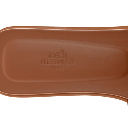 Hermes Box Calfskin Oran Sandals 39 Gold 7 of 9