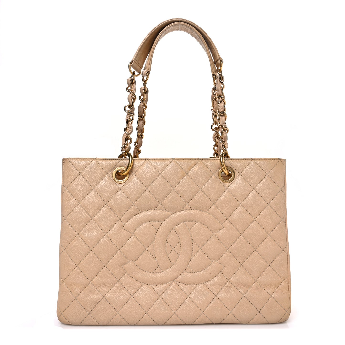 Caviar Quilted Grand Shopping Tote GST Beige
