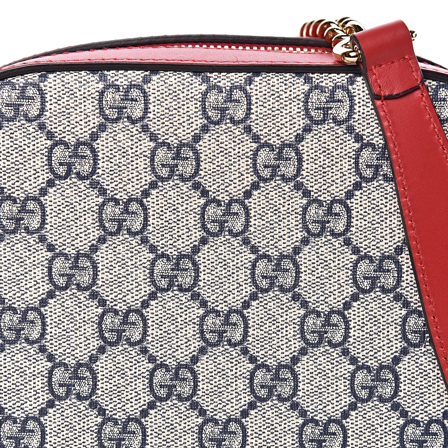 GG Supreme Monogram Mini Chain Shoulder Bag Beige Blue Hibiscus Red