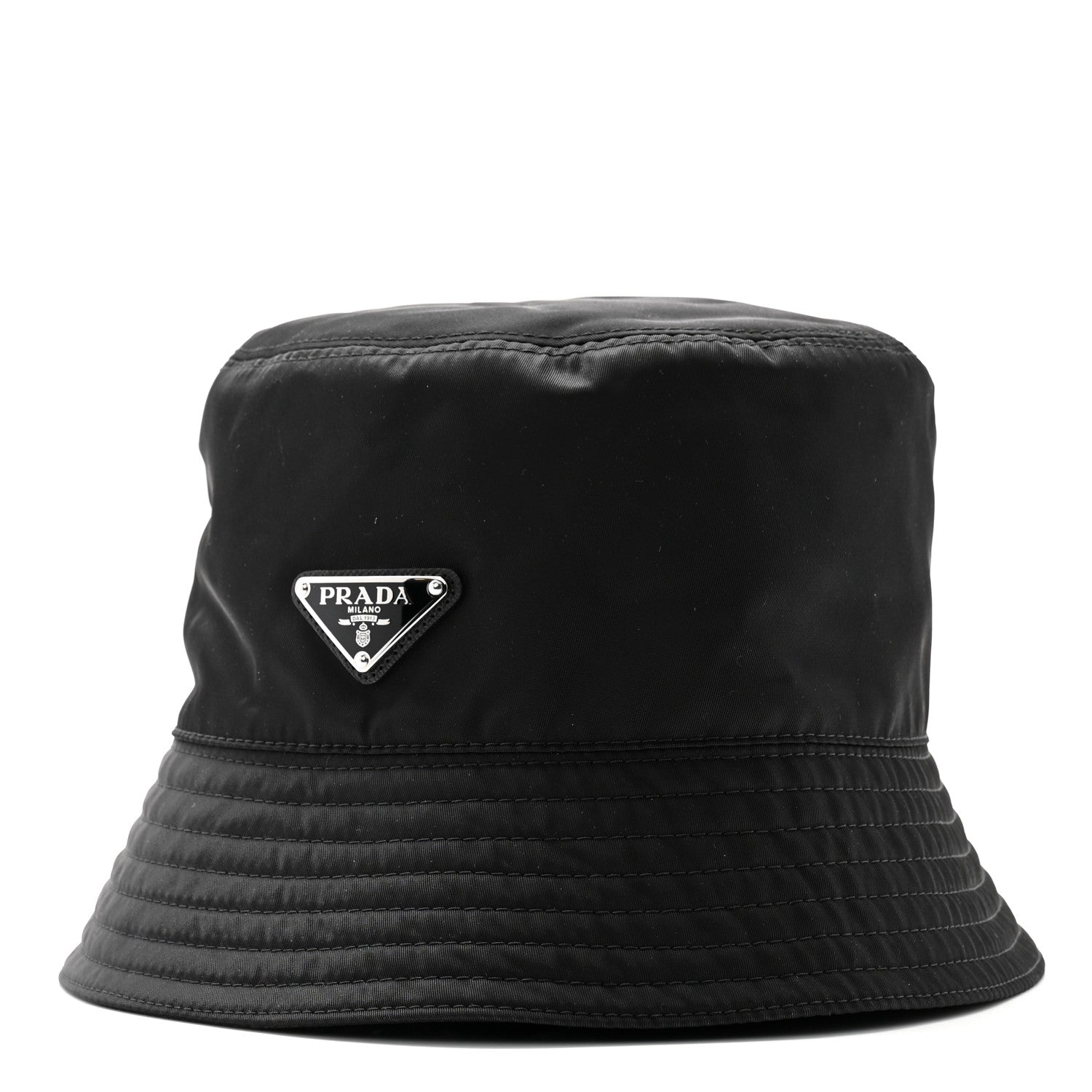 Prada Re-Nylon Metal Triangle Logo Bucket Hat XL Black 1 of 9