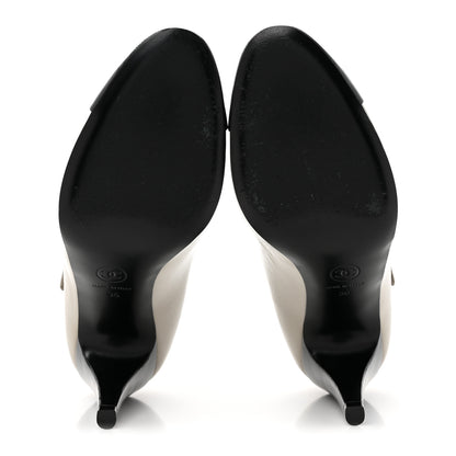 Chanel Shiny Goatskin Cap Toe Mary Jane Pumps 36 Grey Dark Grey 5 of 9