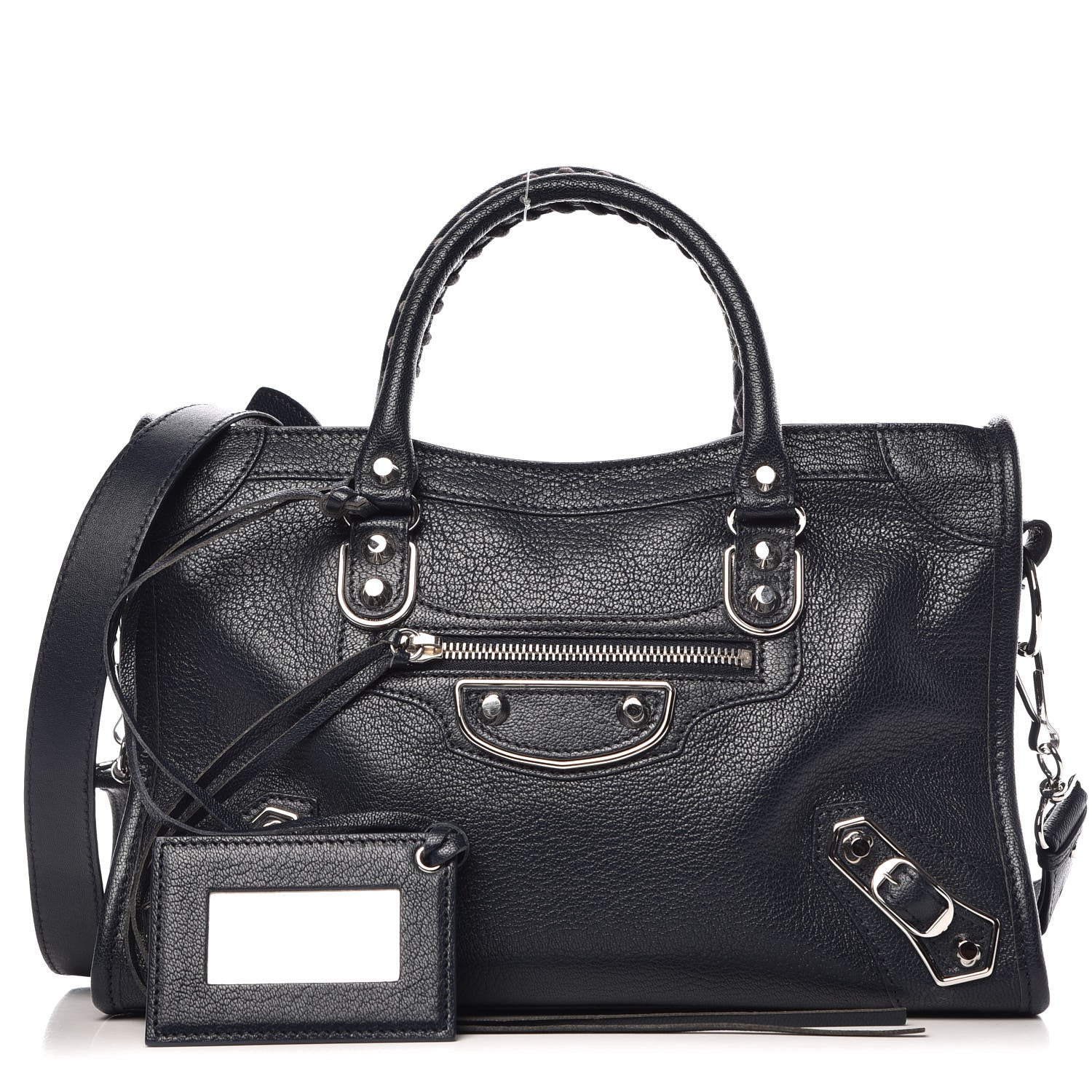 Balenciaga Chevre Silver Metallic Edge Hardware S City Bleu Nuit Dark Sea 1 of 10