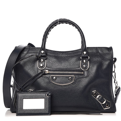 Balenciaga Chevre Silver Metallic Edge Hardware S City Bleu Nuit Dark Sea 1 of 10