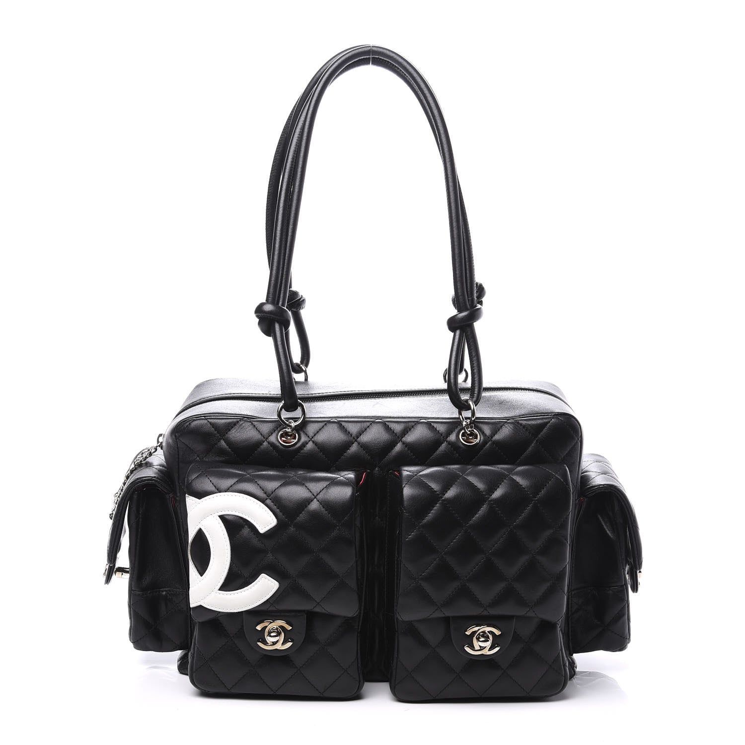Chanel Calfskin Quilted Large Cambon Multipocket Reporter Black White 1 of 9