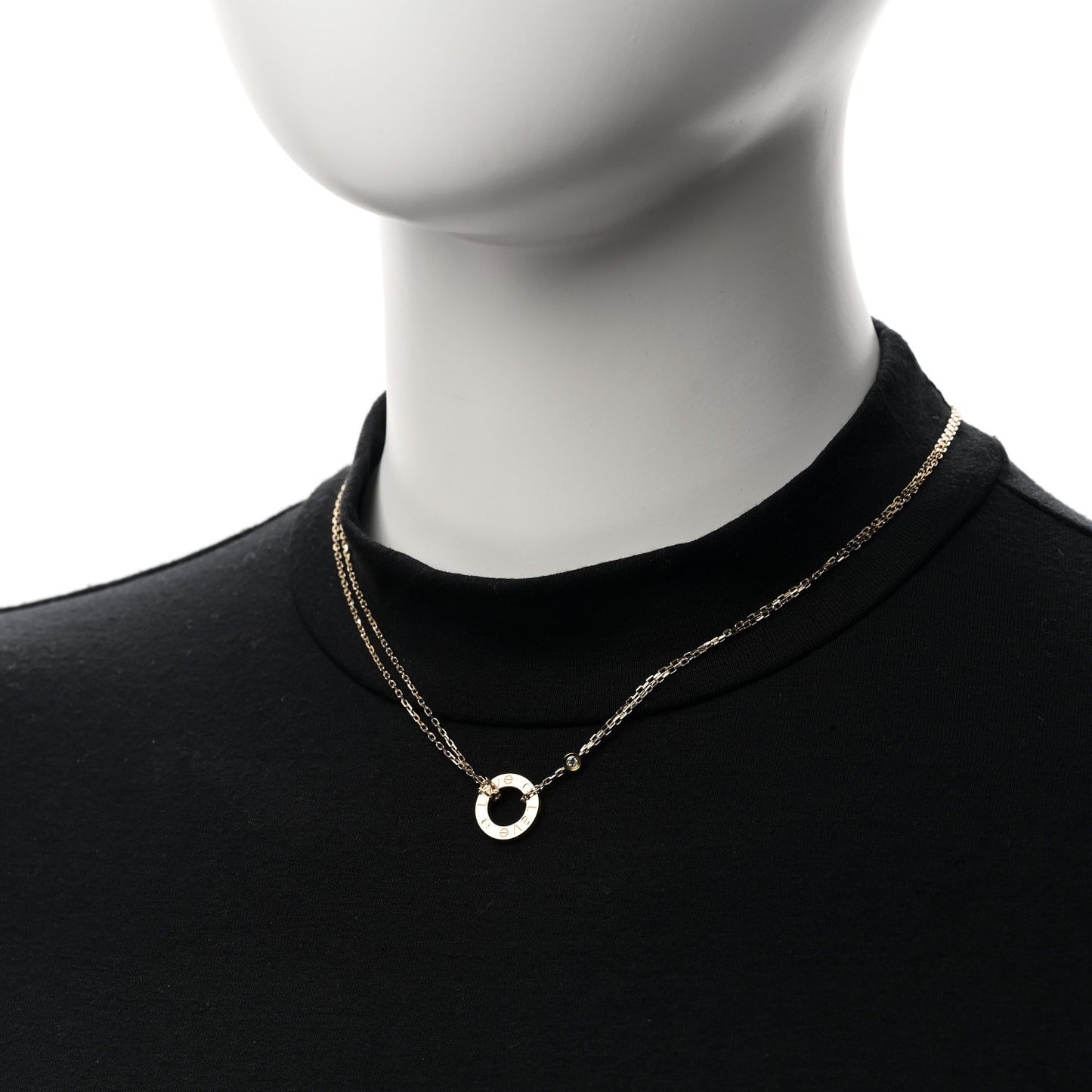 18K Yellow Gold 2 Diamond LOVE Necklace