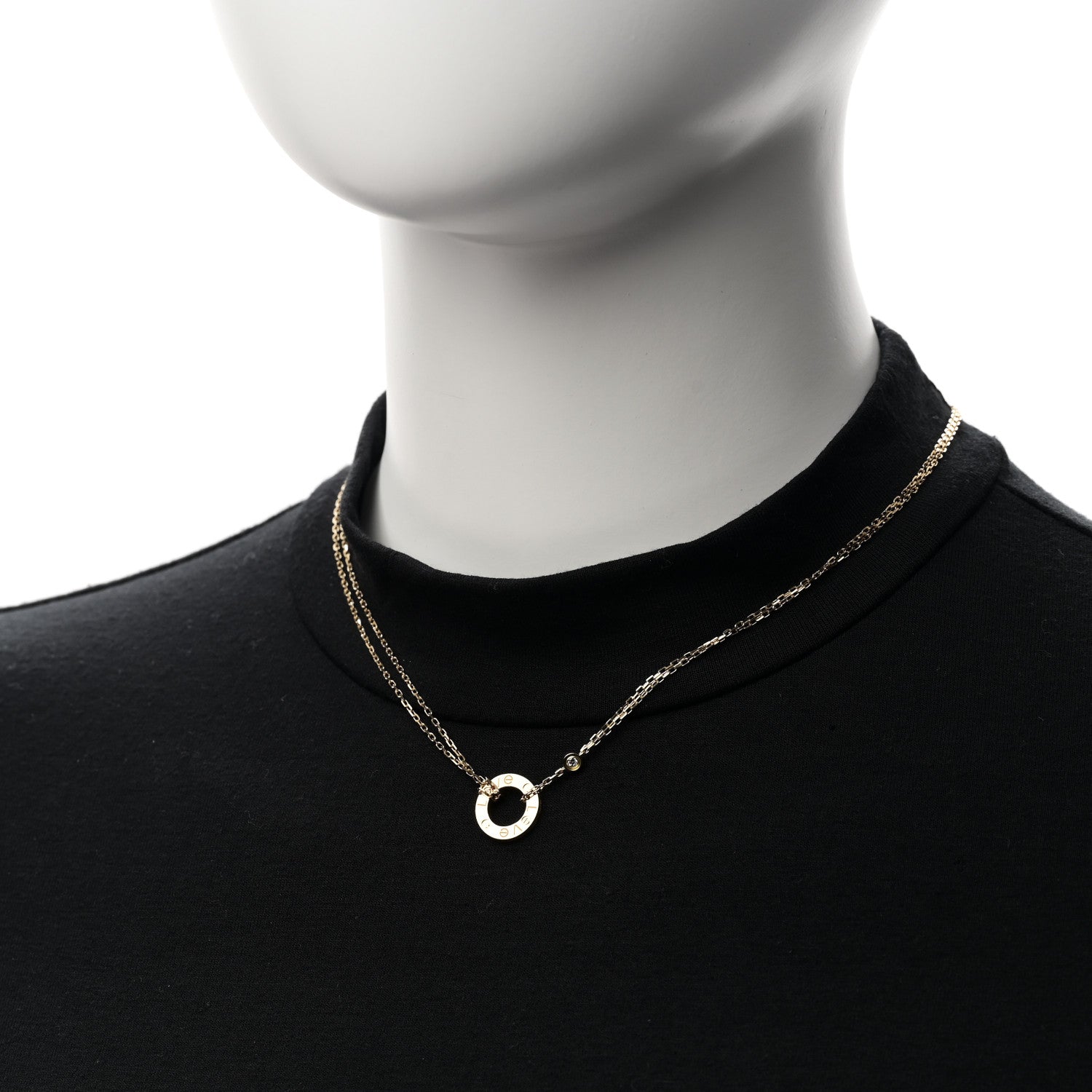Cartier 18K Yellow Gold 2 Diamond LOVE Necklace 2 of 7