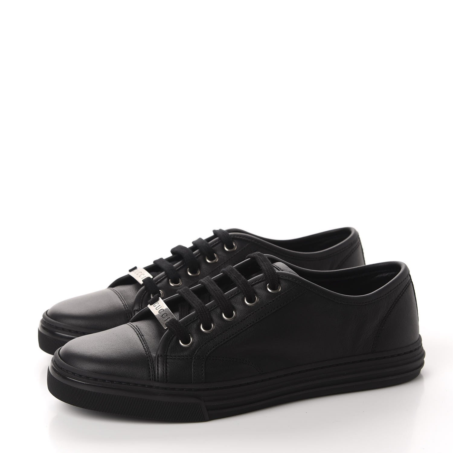 Gucci Calfskin Miro Soft Womens Lace Up Sneakers 37 Black 3 of 11