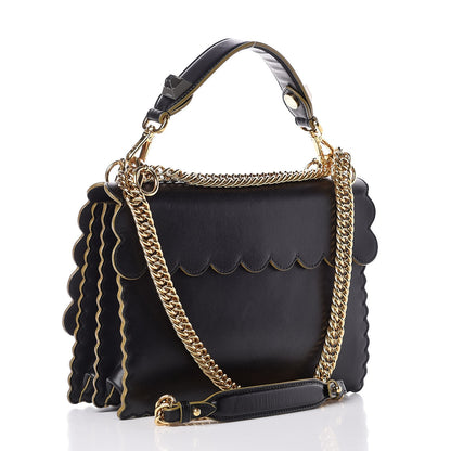 Fendi Vitello Liberty Scalloped Studded Kan I Shoulder Bag Black 3 of 8