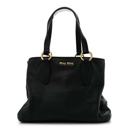 Miu Miu Vitello Daino Caribu Tote Black 1 of 14