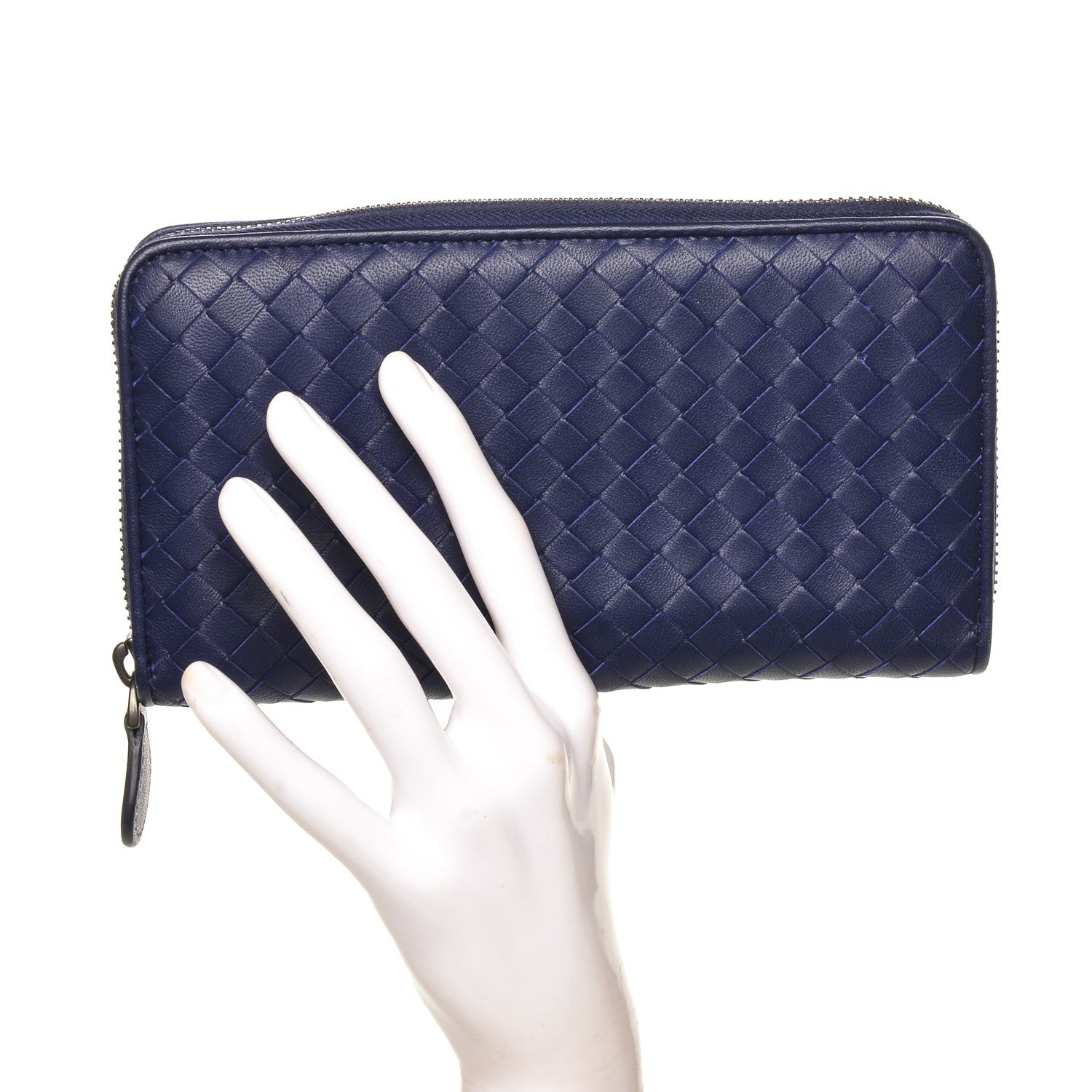 Bottega Veneta Nappa Intrecciato Zip Around Wallet Blue 2 of 6